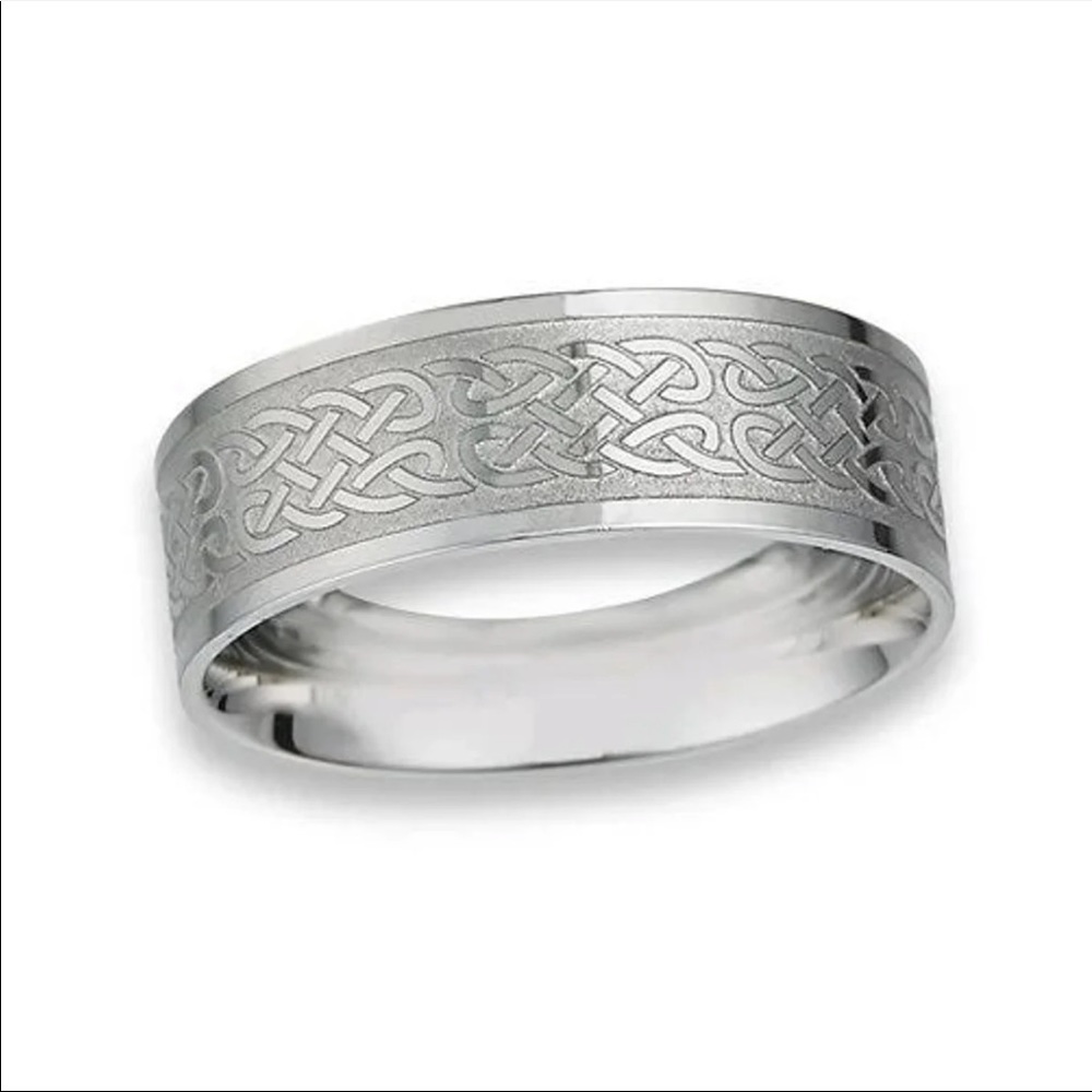 Celtic Eternity Knot Etched Stainless Steel Ring